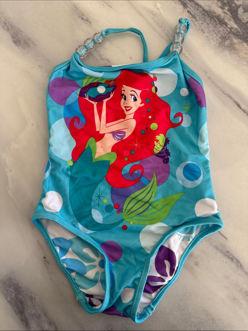DISNEY STORE NWT Kids Turquoise Ariel Mermaid REVERSIBLE One-Piece Swimsuit